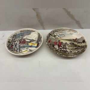 Vintage Johnson Brothers Trinket Pin Dish or Butter Pad Sugar Maple Tally Ho